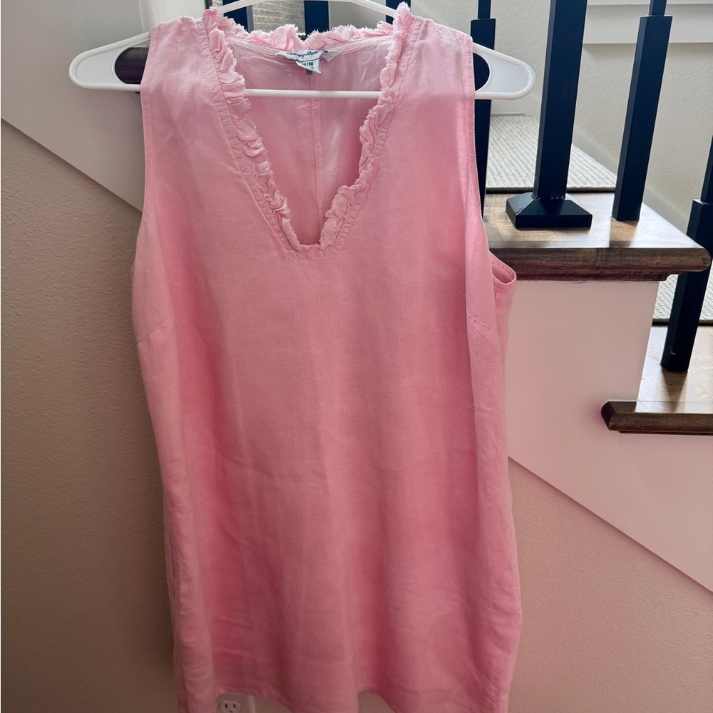 Pink Sleeveless Ruffle Top